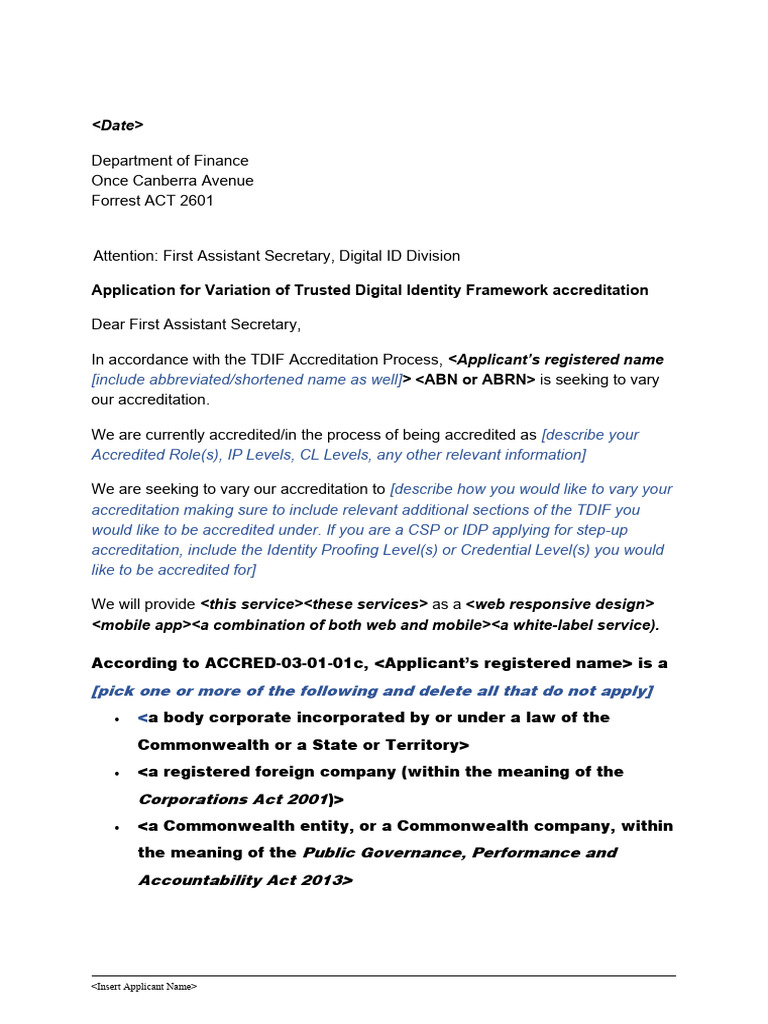 TDIF Accreditation Variation Application | PDF | Privacy | Risk