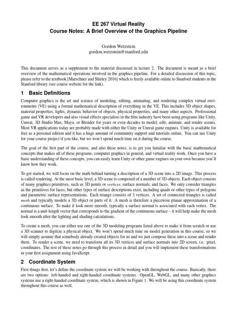 Ee267 notes graphicspipeline pdf 3 d computer graphics matrix