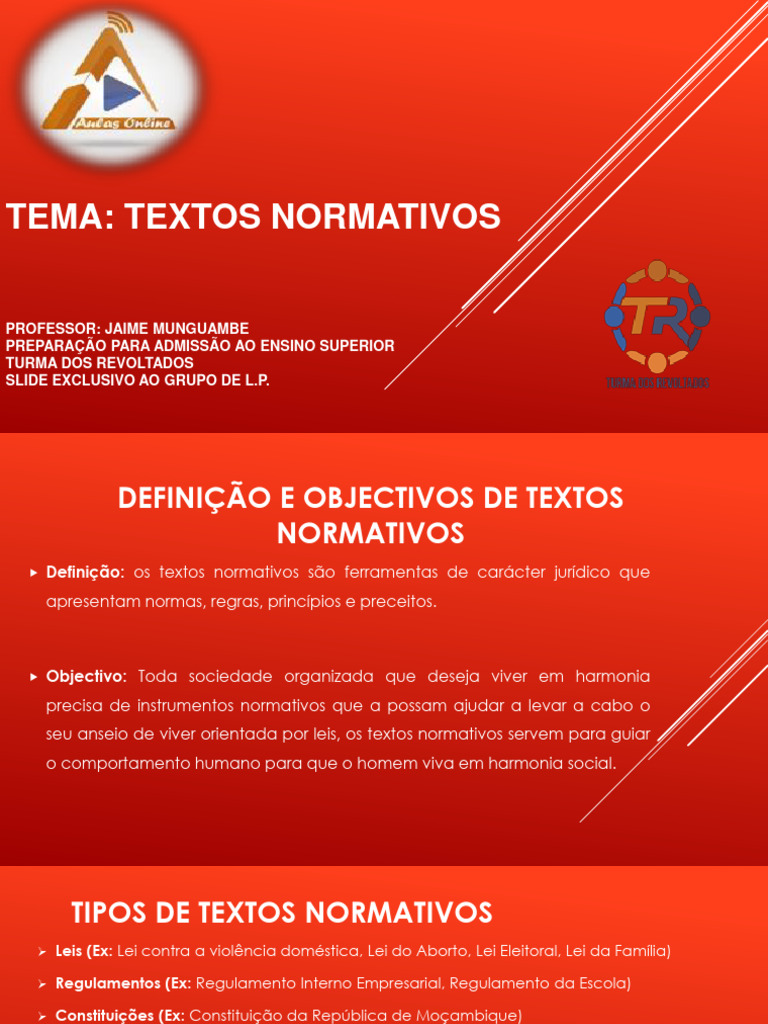Características e Tipos de Textos Normativos | PDF | Constituição ...