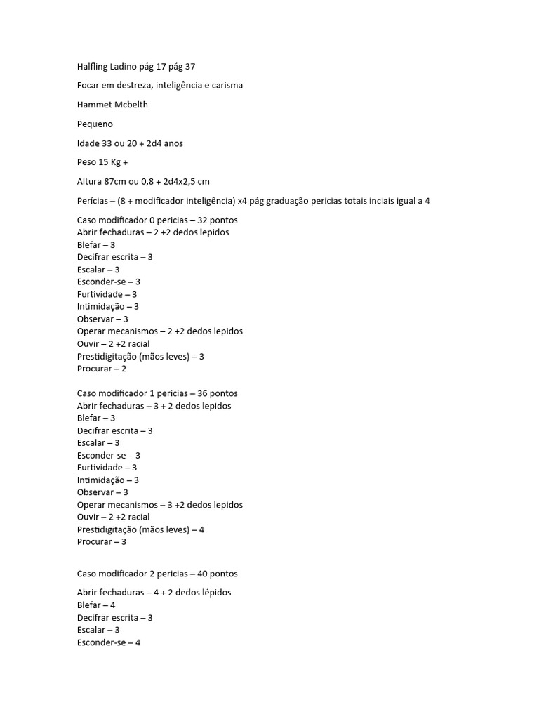 Personagem Ladino Halfling | PDF