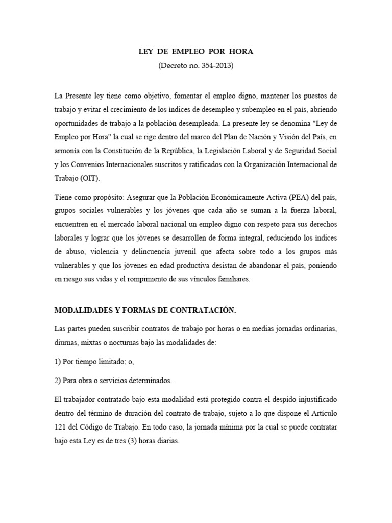 Ley de Empleo Por Hora | PDF | Salario | Derecho laboral