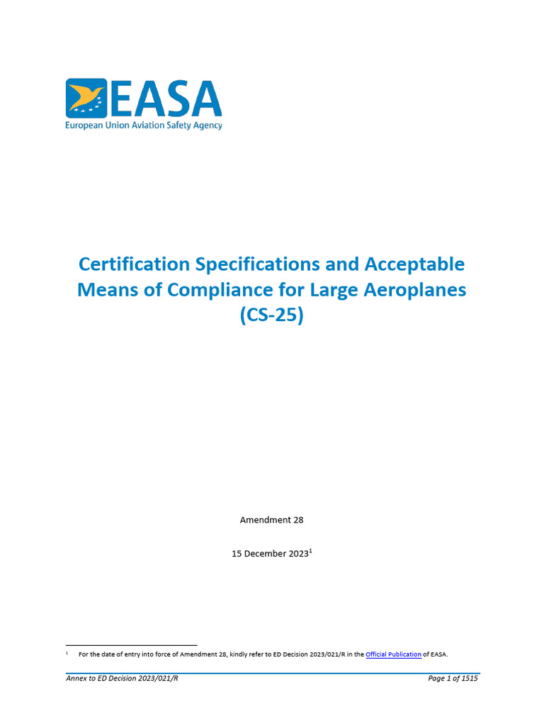 CS-25 Amendment 28 Compliance Guide | PDF | Takeoff | Flight Control ...