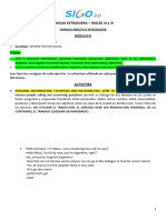 Lengua Extranjera Ingles 2do Año - COMPENSATORIO MÓDULO III