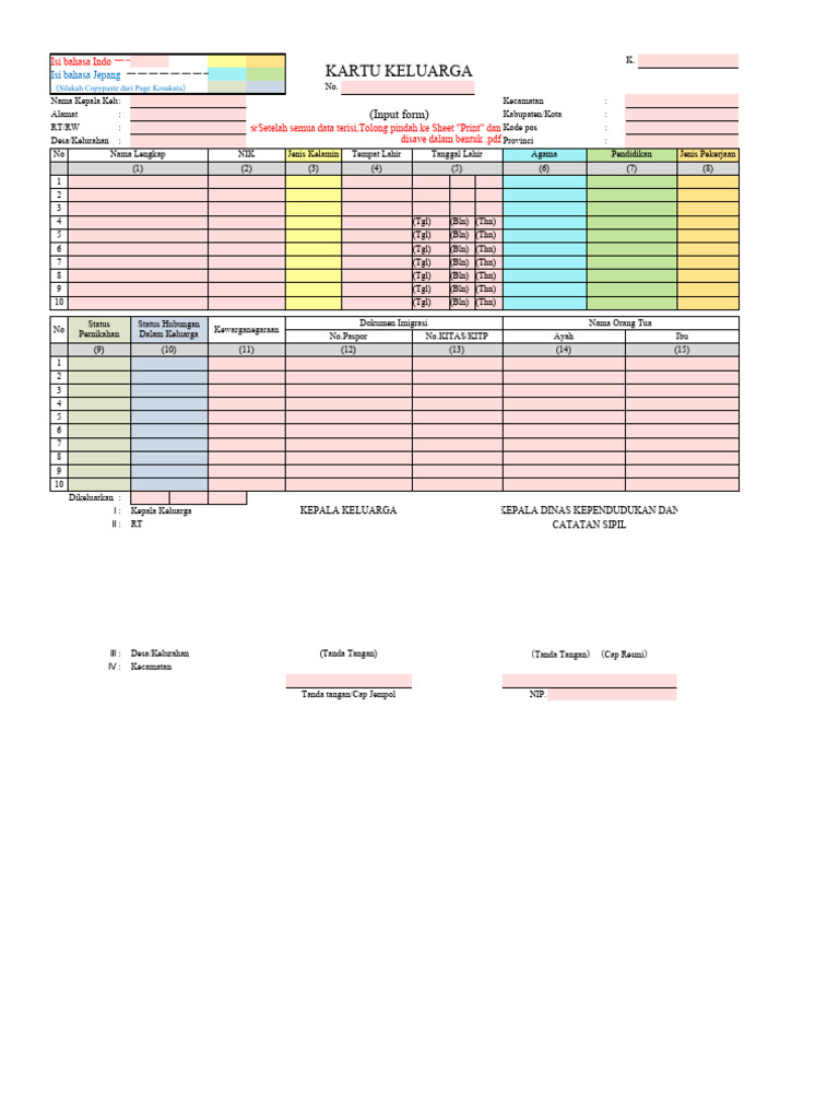 Template Terjemahan KK | PDF