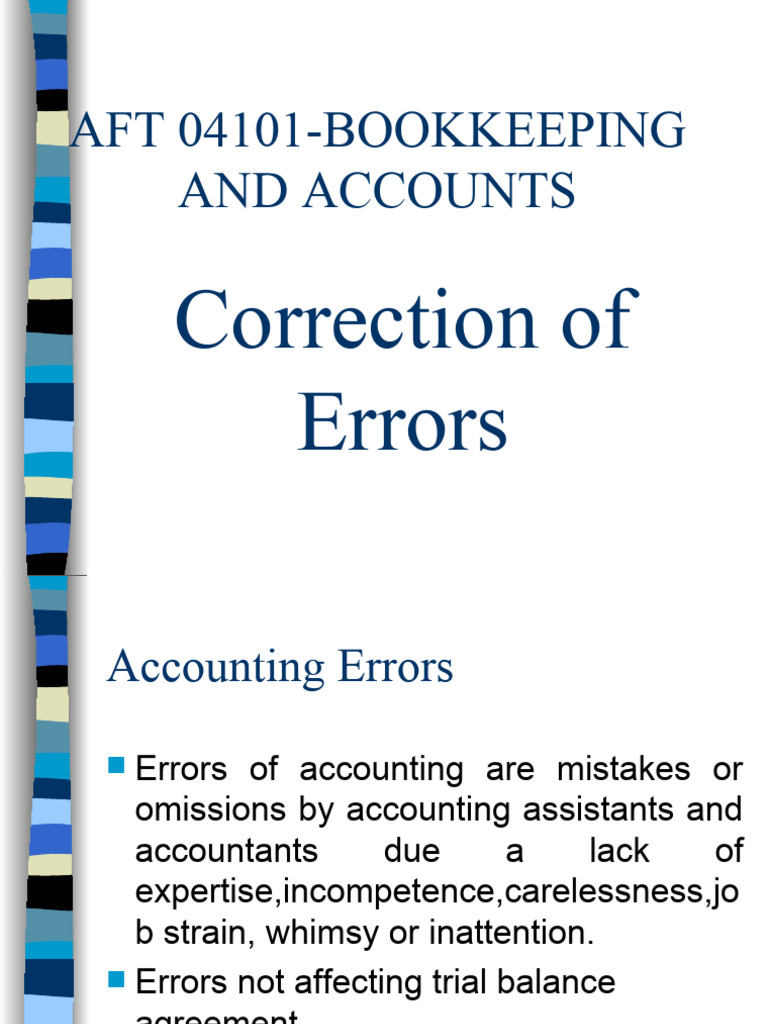 AFT 04101 Correction of Errors Dip 1 | PDF | Debits And Credits ...