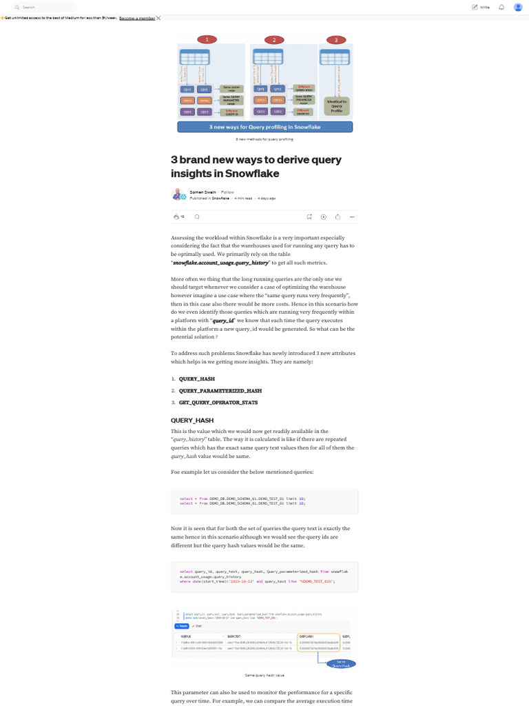 3 Brand New Ways To Derive Query Insights in Snowflake - by Somen Swain ...