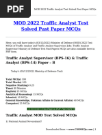 MOD 2022 Traffic Analyst Test Solved Past Paper MCQs