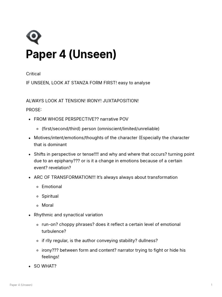 IGCSE Lit p4 Tips | PDF