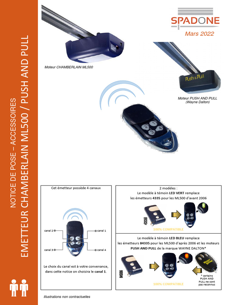 Notice de Pose Accessoires Programmation Émetteurs Chamberlain Et — free download