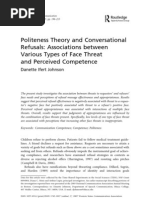 Politeness Theory and Conversational Refusals Associations Between Various Types of Face Threatand Perceived Competence