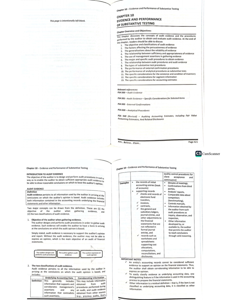Chapter 10 - Evidence and Performance of Substantive Testing | PDF