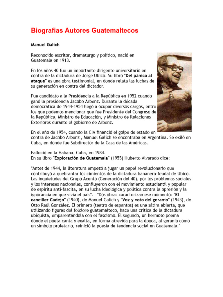 10 Autores Guatemaltecos PDF Guatemala
