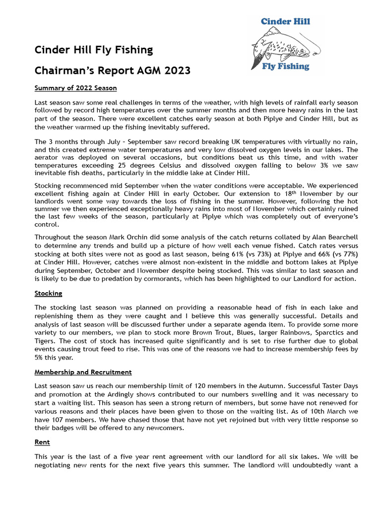 2023 Agm Chairmans Report | PDF | Rain | Water
