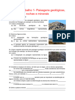 Ficha de Trabalho 1 - Paisagens Geológicas, Rochas e Minerais