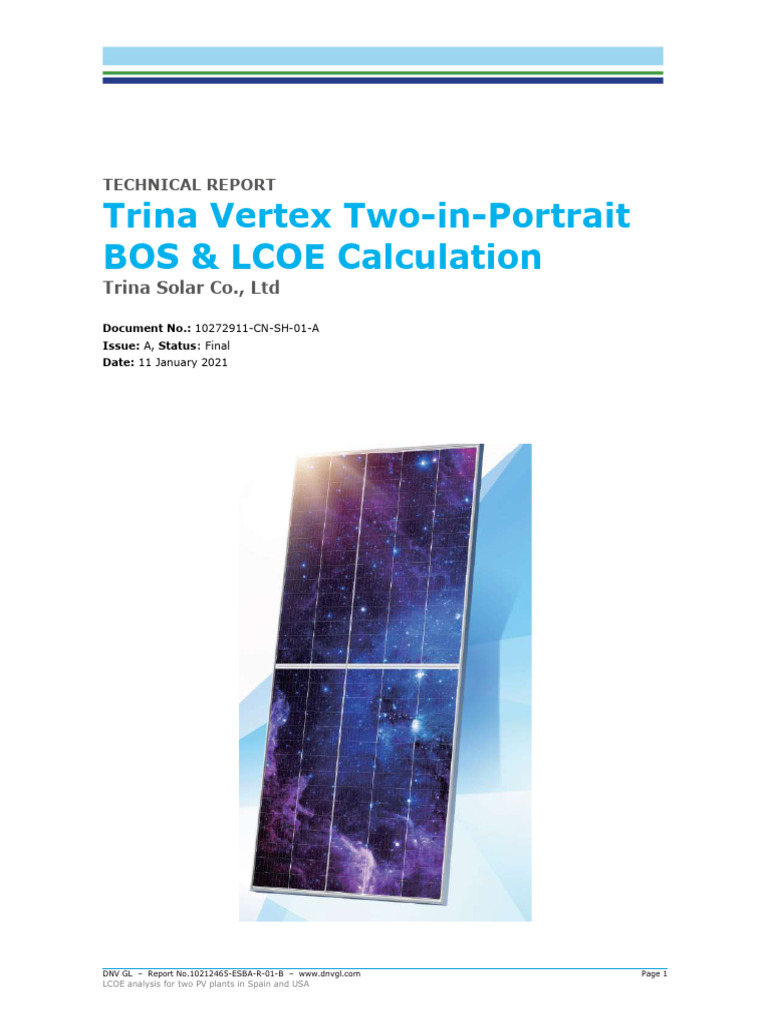 TrinaVertex Two-Portrait LCOE Calculation-3 Comparison | PDF ...