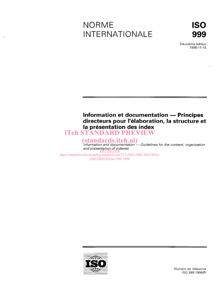 Iso 999 1996 | PDF | Document | Organisation internationale de ...