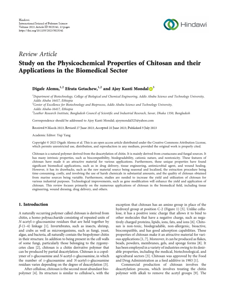 Review Article Study On The Physicochemical Properties of Chitosan and ...