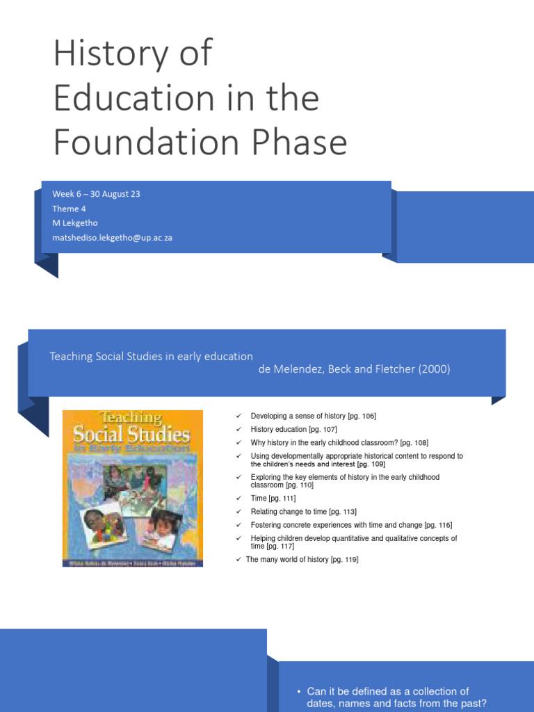 SS Week 6 Theme 4 History of Education in The Foundation Phase PDF