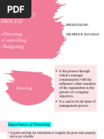 Management ProcessDirecting Controlling Budgeting MILDRED B. BANABAN