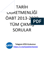 Tarih ÖABT Tüm Çıkmış Sorular (2020 Dahil)