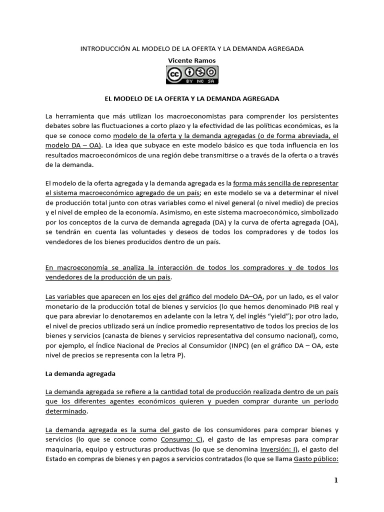 Modelo de La Oferta y La Demanda Agregada | PDF | Oferta y demanda ...