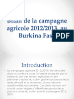 Burkina Bilan de La Campagne Agricole 2012-2013 Au Burkina Faso