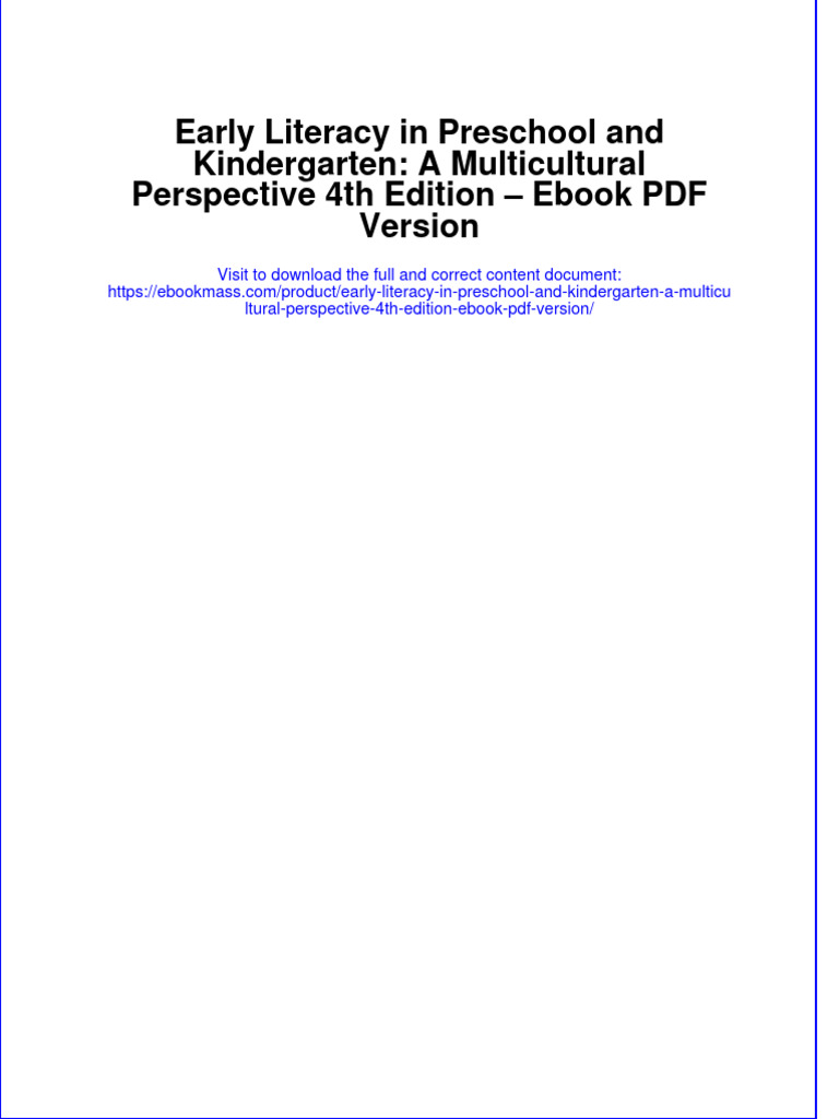 Ebook PDF Early Literacy in Preschool and Kindergarten A Multicultural ...