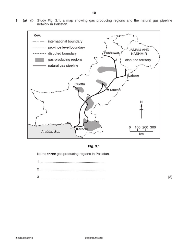 10 3 (A) (I) Study Fig. 3.1, A Map Showing Gas Producing Regions and