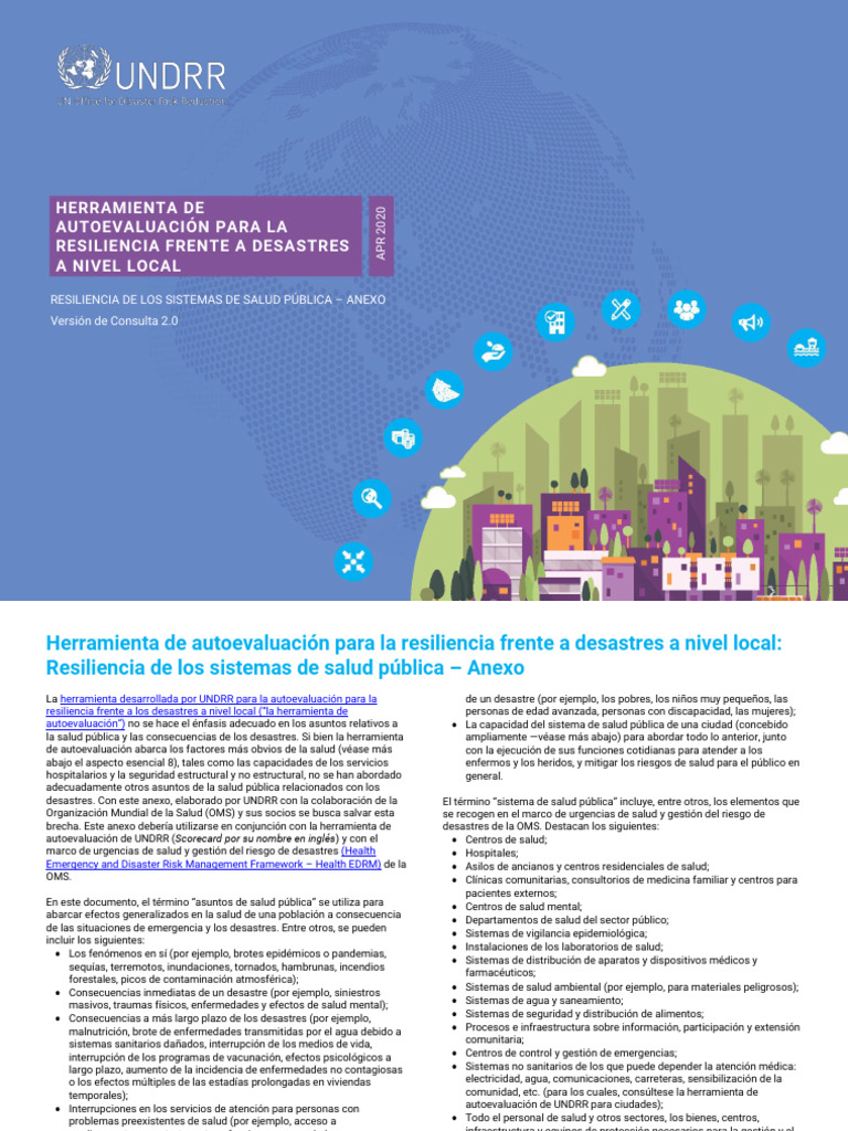 Disaster Resilience Scorecard Public Health Addendum V2 0 Spanish