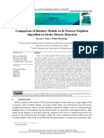 Comparison of Distance Models On K-Nearest Neighbor Algorithm in Stroke Disease Detection