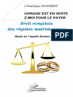 Droit Congolais Des Régimes Matrimoniaux