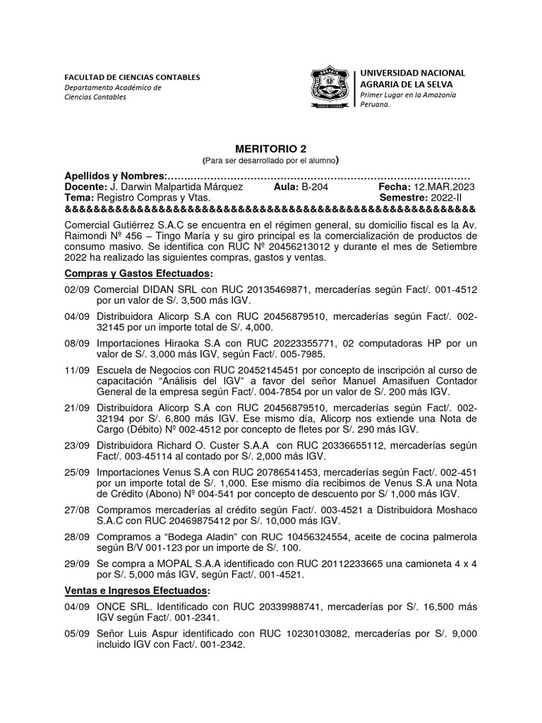 Meritorio 2 RegistroComprasVentas | PDF