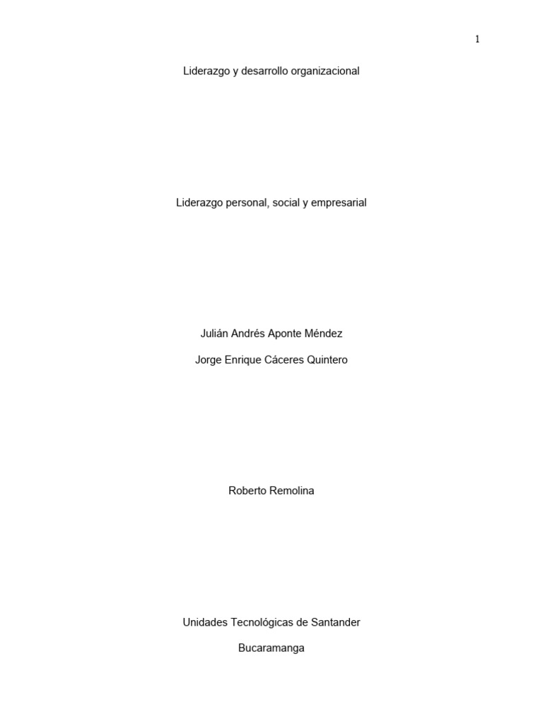 Liderazgo y Desarrollo Organizacional | PDF | Liderazgo