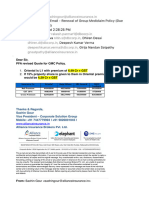 RE Heads-Up Email - Renewal of Group Mediclaim Policy (Due on 15th Sep'23)