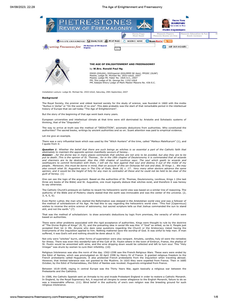 Enlightenment's Impact on Freemasonry | PDF | The Marriage Of Figaro ...