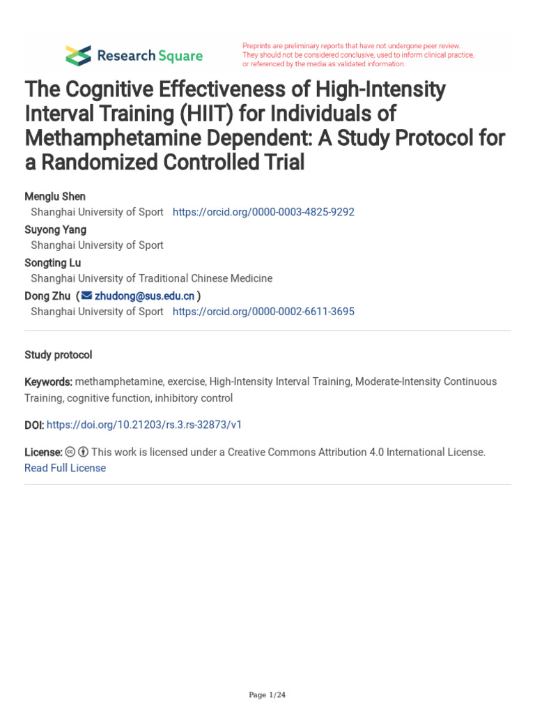 HIIT's Cognitive Impact on Meth Users | PDF | High Intensity Interval ...
