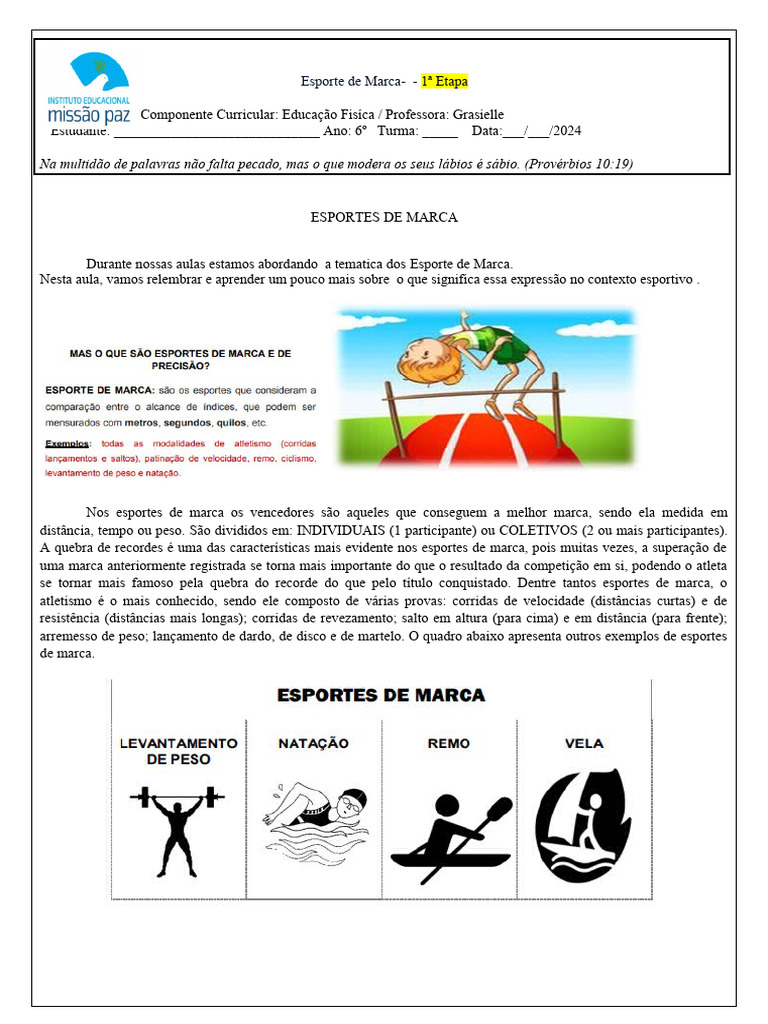 Esportes de Marca: Definições e Atividades | PDF | Atletismo (esporte ...