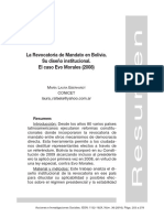 La Revocatoria de Mandato en Bolivia. Su Diseño Institucional. El Caso Evo Morales (2008)