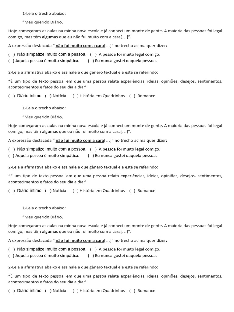 1-Leia o Trecho Abaixo - Diario 01 | PDF