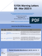Brief of FDA CDER Warning Letters in March 2023 II 1680462600