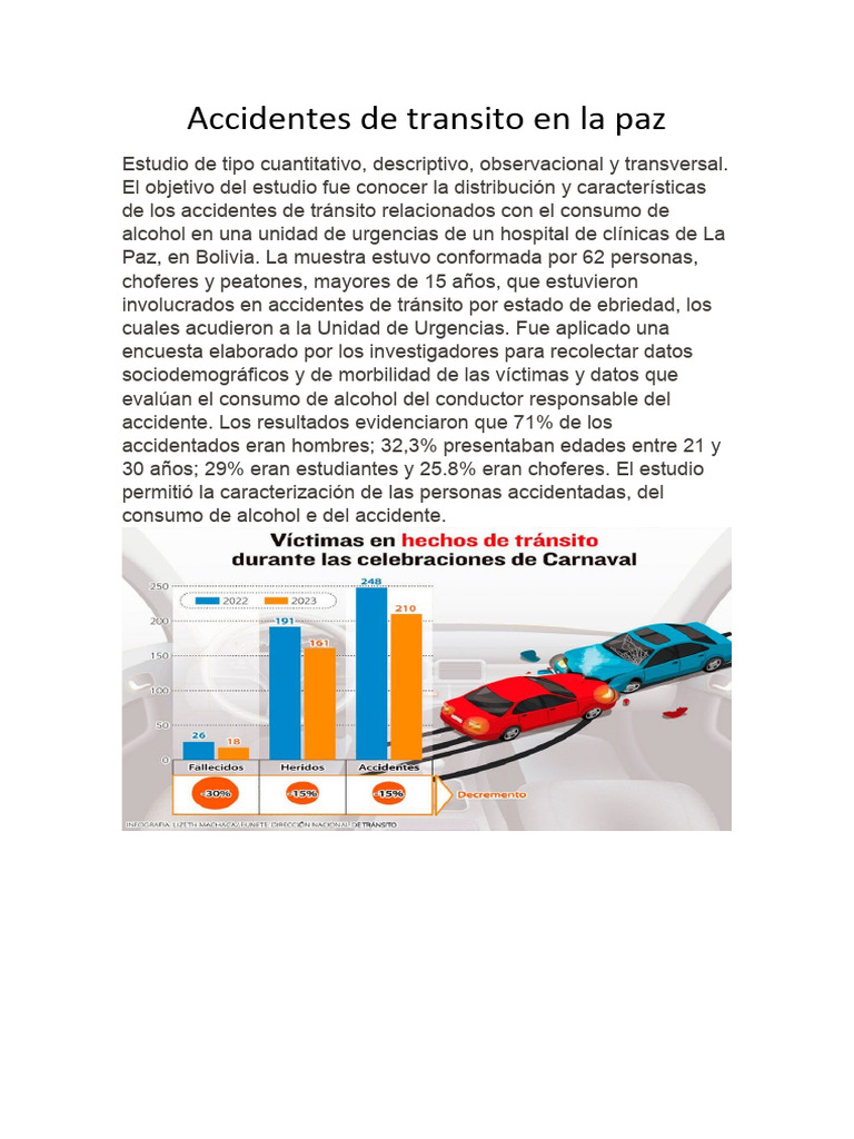 Accidentes de Tránsito y Alcohol en La Paz | PDF