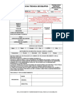 Mojadora. Ficha Tecnica de Equipos