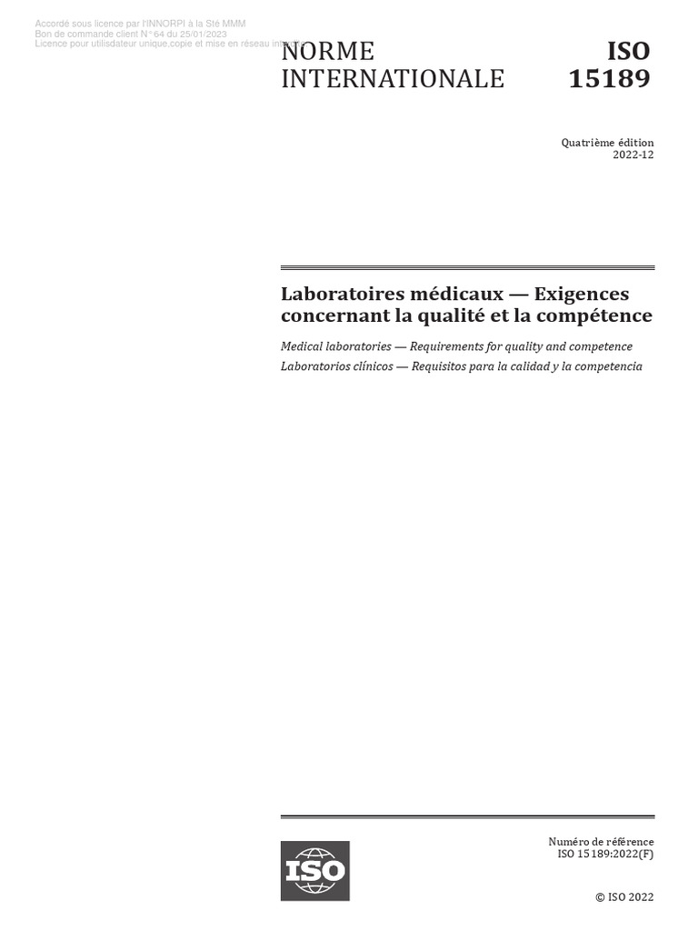 Iso 15189 - 2022 | PDF | Organisation internationale de normalisation ...