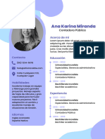 Curriculum Vitae CV Hoja de Vida Profesional Con Foto en Color Purpura Morado y Azul