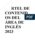 Cartel de Contenidos Del Área de Inglés 2023