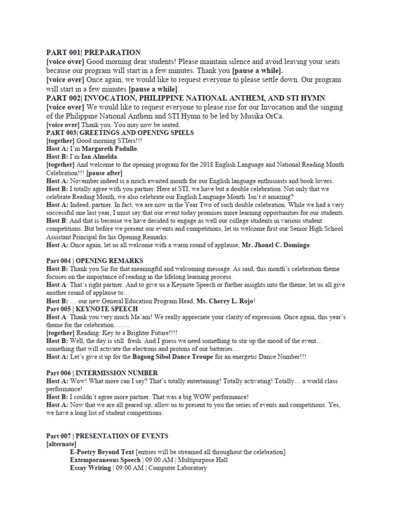 Emcee Script Reading Pdf