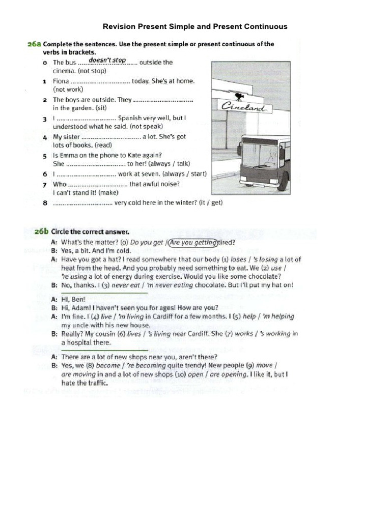 Present Simple vs Continuous Revision Guide | PDF | Verb | Linguistics