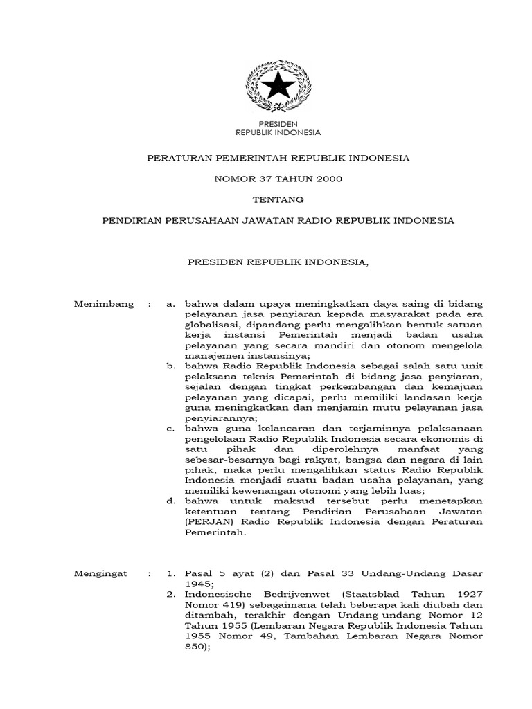 Pendirian PERJAN Radio Republik Indonesia | PDF | Pengelolaan Keuangan ...