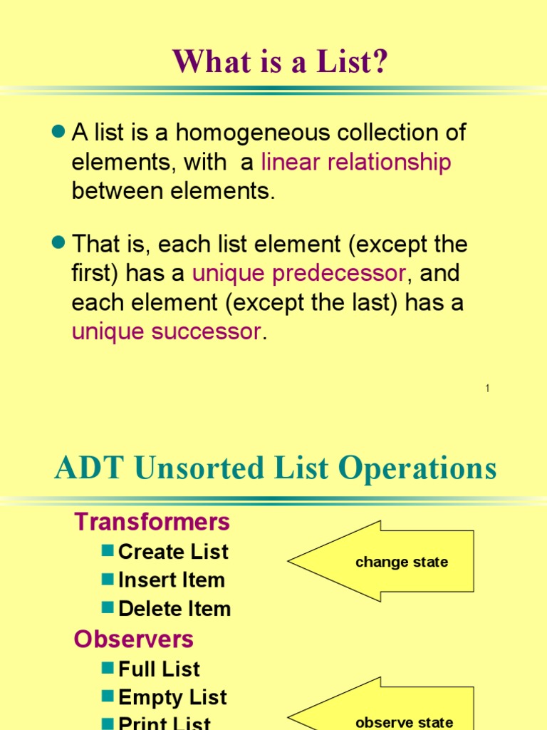 Unsorted List Operations in C++ | PDF