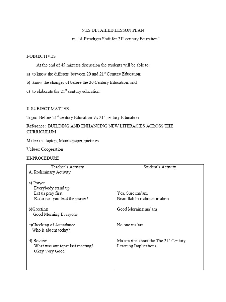 21st Century Education Lesson Plan | PDF | Career & Growth | Art